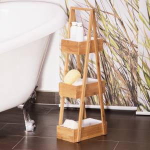 Étagère de salle de bain bambou 3 étages Marron - Blanc - Bambou - 30 x 82 x 18 cm