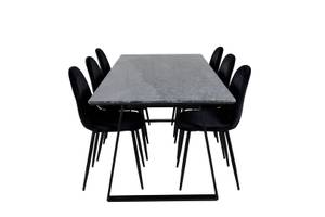 Essgruppe Estelle 70 (7-teilig) Schwarz - Grau - Massivholz - 90 x 76 x 200 cm