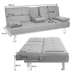 3er-Sofa F60 Blau - Kunstleder