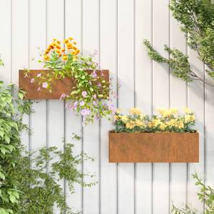 Jardinière murale (lot de 2) 823686 Marron - Métal - 10 x 17 x 53 cm