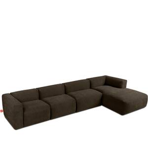 Ecksofa BUFFO 6-Sitzer Braun - Breite: 377 cm - Armlehne beidseitig montierbar - Ecke davorstehend rechts - Ottomane davorstehend rechts