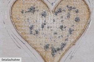 Tableau peint à la main Endless Love Beige - Bois massif - Textile - 30 x 30 x 4 cm