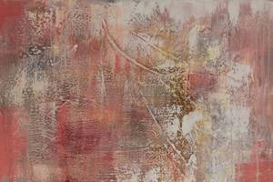 Tableau peint à la main Magic of Roses Rose foncé - Rouge - Bois massif - Textile - 80 x 120 x 4 cm