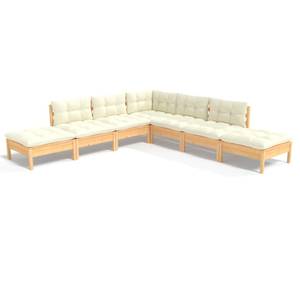 Garten-Lounge-Set Weiß - Massivholz - 64 x 29 x 64 cm