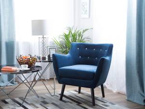 Fauteuil DRAMMEN Bleu - Bleu marine - Chêne foncé