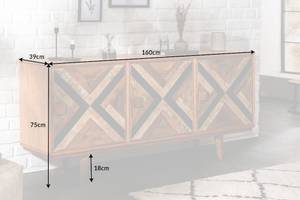 Sideboard LONG ISLAND Braun - Naturfaser - Holzart/Dekor - 160 x 75 x 39 cm