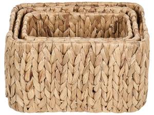 Aufbewahrungsbox HANOI 3-tlg Beige - Blau - Naturfaser - 14 x 14 x 24 cm