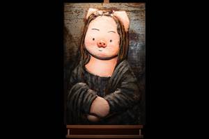 Tableau métallique 3D Pink Mona Lisa Rose foncé - Métal - 60 x 90 x 6 cm