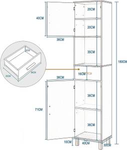 Badezimmerschrank Marisa Weiß - Holzwerkstoff - 40 x 180 x 30 cm