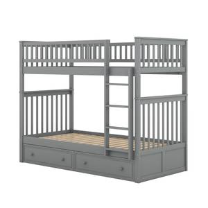 Etagenbett Kinderbett Aura Ⅲ Grau - Holzwerkstoff - Metall - Massivholz - 95 x 160 x 205 cm