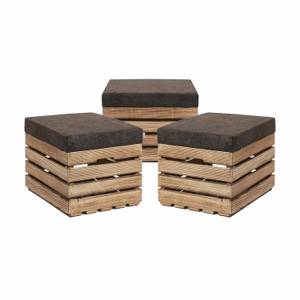 Coffre-Siège en Bois FLAME  lot de 3 Marron