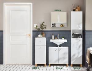 Armoire salle de bain BZR93-W Blanc - Bois manufacturé - 34 x 90 x 30 cm