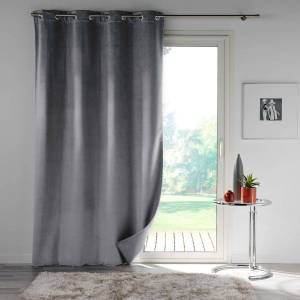 Rideau occultant en velours uni Gris - Textile - 135 x 1 x 260 cm