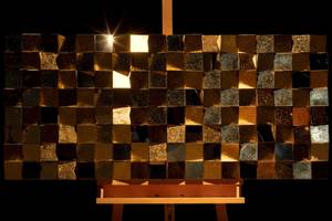 Tableau 3D Golden Mission fait à la main Doré - Matière plastique - En partie en bois massif - 123 x 55 x 8 cm