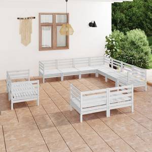 Garten-Lounge-Set Weiß - Massivholz - Holzart/Dekor - 64 x 63 x 64 cm