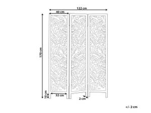 Paravent MELAGO Blanc - Bois massif - 122 x 170 x 2 cm