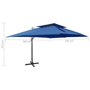 Parasol en porte-à-faux 3007472 Bleu - Textile - 300 x 274 x 400 cm