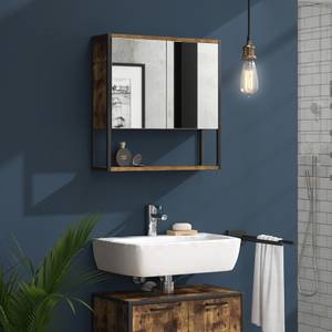 Armoire de toilette Fyrk vieux bois/noir Noir - Imitation chêne rustique