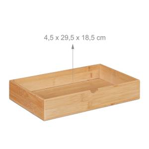 Schubladenbox Bambus & MDF 2 Fächer Braun - Weiß - Bambus - Holzwerkstoff - 33 x 14 x 21 cm