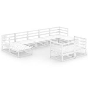 Garten-Lounge-Set (9-teilig) 3009743-1 Weiß - Massivholz - Holzart/Dekor - 70 x 30 x 70 cm