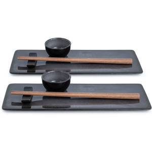 VIDA Sushi 10tlg Geschirr-Set 2 Personen Anthrazit