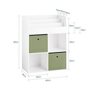 Etagère pour enfants KMB79-W Vert - Blanc - Bois manufacturé - 60 x 80 x 34 cm