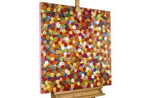 Acrylbild handgemalt Frühlingsknospen Massivholz - Textil - 80 x 80 x 4 cm