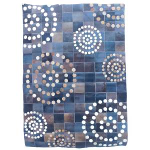 Tapis kilim CUIR 4 Bleu - Fourrure véritable - 80 x 5 x 150 cm