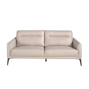 3-Sitzer-Sofa aus grauem Leder und Stahl Grau - Echtleder - Textil - 192 x 87 x 88 cm