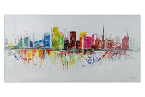 Tableau Ljubljana Skyline Silhouette Gris - Bois massif - Textile - En partie en bois massif - 120 x 60 x 4 cm