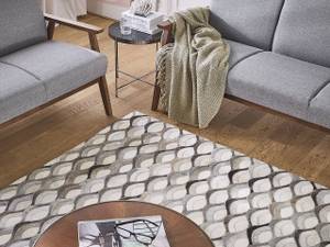 Teppich KIRCA Beige - Braun - Echtleder - 200 x 140 x 140 cm