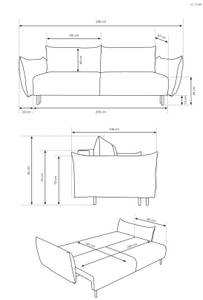 Samt Schlafsofa Gloria mit Bettkasten Graphit