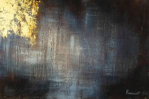 Tableau peint Mountainside by Dawn Bleu - Bois massif - Textile - 80 x 120 x 4 cm