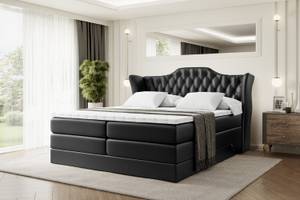 Boxspringbett VILA KING Hochglanz Schwarz - Breite: 200 cm