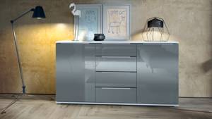 Linio V1 Sideboard Hochglanz Grau - Weiß