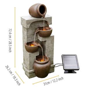 Solarstrom Springbrunnen Wasserfontäne Grau - Kunststoff - 31 x 73 x 31 cm