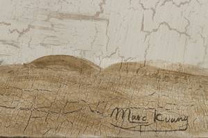 Tableau peint Mélodie du désert Doré - Blanc - Bois massif - Textile - 120 x 60 x 4 cm