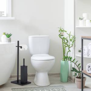WC Garnitur mit 3 Ersatz-Bürstenköpfen Schwarz - Metall - 28 x 73 x 22 cm