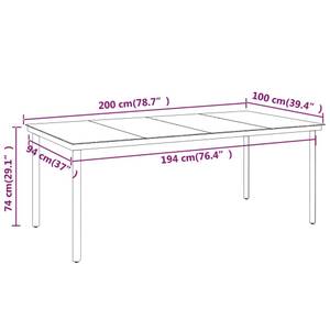 Garten-Essgruppe (7-teilig) 3013401-3 Schwarz - Metall - 100 x 74 x 200 cm