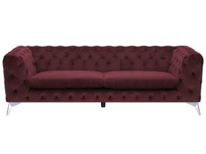 3-Sitzer Sofa SOTRA Burgunderrot - Rot - Silber