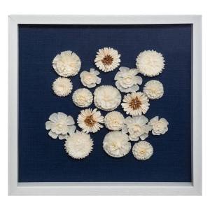 Wanddekoration 3D, 55 x 55 cm, Blumen Blau - Holzwerkstoff - 6 x 55 x 55 cm