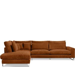 Ecksofa BRENTIS Orangerot - Ecke davorstehend links - Ottomane davorstehend links