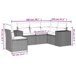 Gartensitzgruppe K5898(5-tlg) Schwarz - Massivholz - 69 x 62 x 62 cm