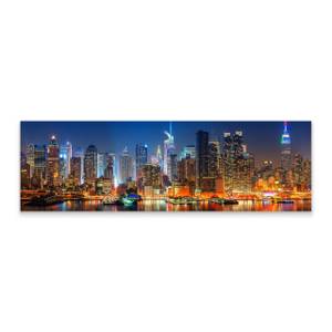 Image Architecture Panorama Ville 3D Noir - Bleu - Orange - Textile - 145 x 45 x 45 cm