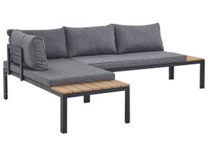 Lounge Set PIENZA 3-tlg Schwarz - Braun - Grau - Kunststoff - 238 x 76 x 168 cm