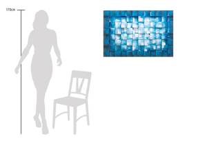 Tableau en bois Reflection of the Sea Bleu - Blanc - En partie en bois massif - 90 x 60 x 5 cm