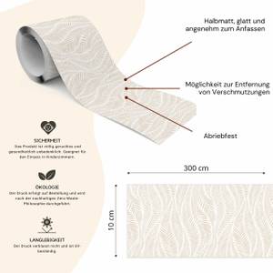 Tapetenbordüre BLÄTTER Pflanzen Natur Beige - Weiß - Papier - Textil - 10 x 300 x 300 cm