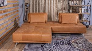 Sofa mit Hocker WIOLO Braun