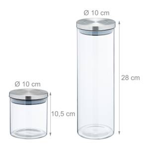 Lot de 6 bocaux en verre avec acier inox Argenté - Verre - Métal - Matière plastique - 10 x 28 x 10 cm