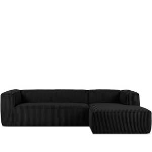 Ecksofa FEROX Schwarz - Armlehne beidseitig montierbar - Ecke davorstehend rechts - Ottomane davorstehend rechts